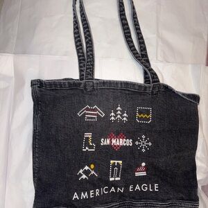 American Eagle Outfitters Graphic Black Denim Tote